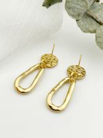 1 Pair Simple Style Commute Round Water Droplets Polishing Plating 304 Stainless Steel 14K Gold Plated Drop Earrings main image 5