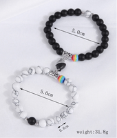 Retro Simple Style Rainbow Heart Shape Alloy Resin Beaded Unisex Bracelets main image 2