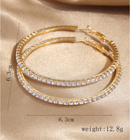1 Pair Elegant Simple Style Round Inlay Alloy Rhinestones Hoop Earrings main image 2