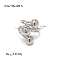 Retro Classic Style Oval Heart Shape Snake Stainless Steel Inlay Zircon Rings sku image 4