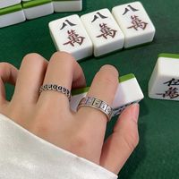 Novelty Simple Style Word Mahjong Alloy Plating Unisex Open Ring main image 1