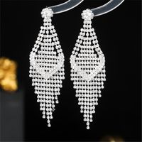 Glam Shiny Water Droplets Rhinestone Plating Silver Plated Women's Drop Earrings main image 2