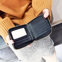 Women's Solid Color Pu Leather Zipper Card Holders main image 5