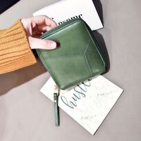 Women's Solid Color Pu Leather Zipper Card Holders sku image 2