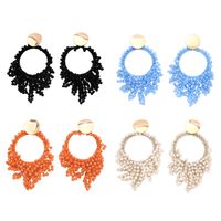 1 Pair Ethnic Style Bohemian Round Beaded Plating Braid Resin Copper 18k Gold Plated Drop Earrings main image 1