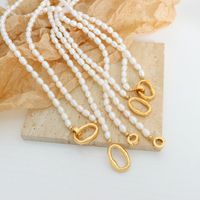 Elegant Baroque Style Oval Freshwater Pearl Titanium Steel Plating 18k Gold Plated Necklace main image 1