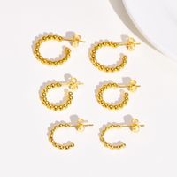 1 Pair Streetwear C Shape Plating 201 Stainless Steel Gold Plated Ear Studs main image 1