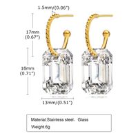 1 Pair Lady Rectangle Plating 304 Stainless Steel Glass Drop Earrings main image 5
