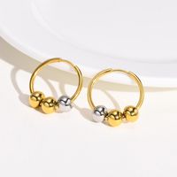 1 Pair Simple Style Ball Plating 304 Stainless Steel Gold Plated Hoop Earrings main image 1