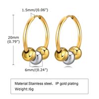 1 Pair Simple Style Ball Plating 201 Stainless Steel Hoop Earrings main image 2