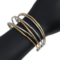 Simple Style Cool Style C Shape Stainless Steel Plating Bangle sku image 2