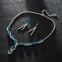 Princess Glam Water Droplets Rhinestones Artificial Crystal Wholesale Earrings Necklace sku image 3
