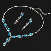 Princess Glam Water Droplets Rhinestones Artificial Crystal Wholesale Earrings Necklace sku image 2