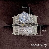 Vintage Style Geometric Copper Plating Inlay Zircon White Gold Plated Rings main image 5