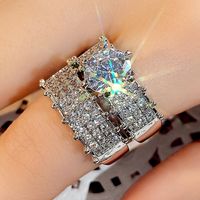 Vintage Style Geometric Copper Plating Inlay Zircon White Gold Plated Rings main image 2