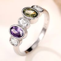 Modern Style Geometric Copper Inlay Artificial Gemstones Rings main image 5