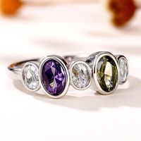 Modern Style Geometric Copper Inlay Artificial Gemstones Rings main image 4