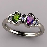 Modern Style Geometric Copper Inlay Artificial Gemstones Rings sku image 1