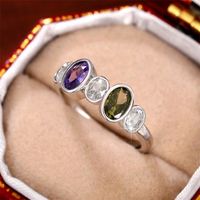 Modern Style Geometric Copper Inlay Artificial Gemstones Rings main image 2