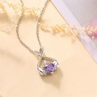 Elegant Lady Classic Style Hand Heart Shape Crown Copper Inlay Zircon Pendant Necklace main image 1