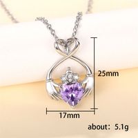 Elegant Lady Classic Style Hand Heart Shape Crown Copper Inlay Zircon Pendant Necklace main image 2