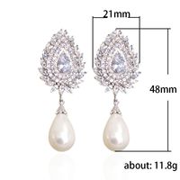 Elegant Luxurious Lady Geometric Imitation Pearl Copper Inlay Zircon Women's Drop Earrings main image 5