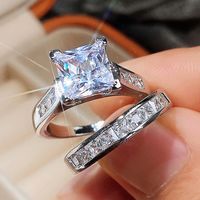 Romantic Modern Style Square Copper Inlay Zircon Rings main image 4
