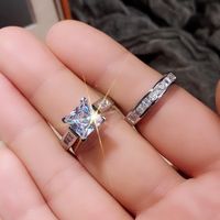 Romantic Modern Style Square Copper Inlay Zircon Rings main image 3