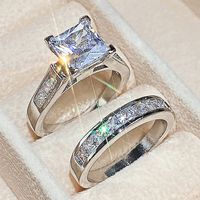 Romantic Modern Style Square Copper Inlay Zircon Rings main image 2