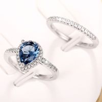 Elegant Luxurious Water Droplets Copper Inlay Zircon Rings main image 5