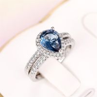 Elegant Luxurious Water Droplets Copper Inlay Zircon Rings main image 2