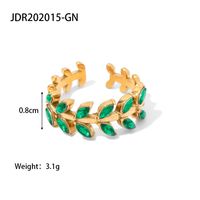 Elegant Oval Snake Stainless Steel Inlay Turquoise Zircon 18k Gold Plated Rings sku image 4