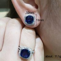Luxurious Square Copper Inlay Zircon Rings Earrings Necklace main image 5