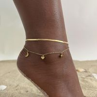 Vacation Sweet Moon Heart Shape 201 Stainless Steel Plating Gold Plated Women'S Anklet sku image 14