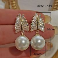 1 Pair Baroque Style Leaf Flower Copper Inlay Artificial Gemstones Drop Earrings main image 5