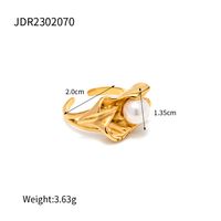 Elegant Oval Snake Stainless Steel Inlay Turquoise Zircon 18k Gold Plated Rings sku image 6