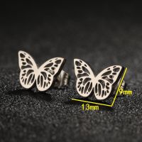 1 Pair Simple Style Butterfly Plating Hollow Out Stainless Steel Ear Studs main image 2
