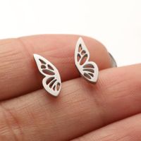 1 Pair Simple Style Butterfly Plating Hollow Out Stainless Steel Ear Studs sku image 4