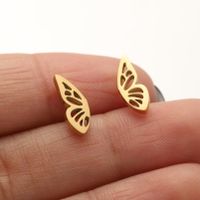 1 Pair Simple Style Butterfly Plating Hollow Out Stainless Steel Ear Studs sku image 14