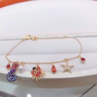 Vacation Simple Style Crab Alloy Plating Inlay Artificial Gemstones Women's Bracelets main image 3