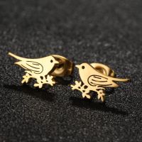 1 Pair Simple Style Bird Plating Stainless Steel 18k Gold Plated Ear Studs main image 1