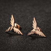 1 Pair Casual Simple Style Angel Plating Hollow Out Stainless Steel Ear Studs main image 5