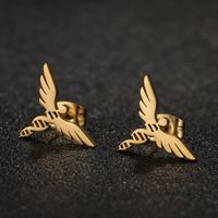 1 Pair Casual Simple Style Angel Plating Hollow Out Stainless Steel Ear Studs main image 1