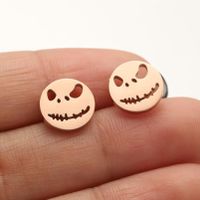 1 Pair Funny Simple Style Cool Style Smiley Face Plating Hollow Out Stainless Steel Ear Studs main image 3