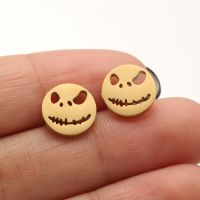 1 Pair Funny Simple Style Cool Style Smiley Face Plating Hollow Out Stainless Steel Ear Studs sku image 2