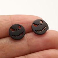 1 Pair Funny Simple Style Cool Style Smiley Face Plating Hollow Out Stainless Steel Ear Studs sku image 4