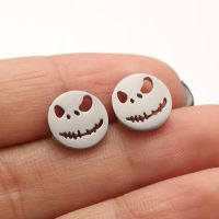 1 Pair Funny Simple Style Cool Style Smiley Face Plating Hollow Out Stainless Steel Ear Studs sku image 1