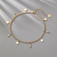 Wholesale Jewelry Vintage Style Portrait Round Copper 18k Gold Plated Anklet main image 9