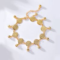 Wholesale Jewelry Vintage Style Portrait Round Copper 18k Gold Plated Anklet main image 6