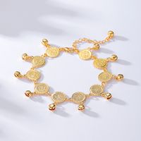 Wholesale Jewelry Vintage Style Portrait Round Copper 18k Gold Plated Anklet main image 5